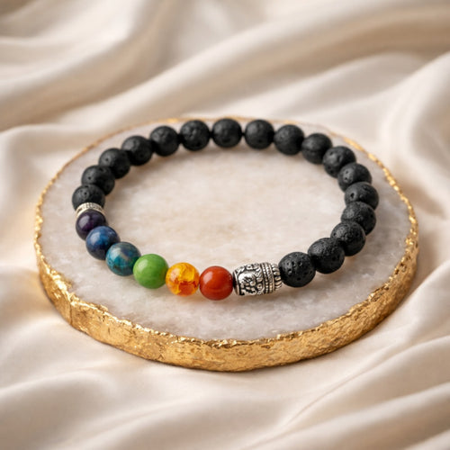 7 Chakra Lava Bracelet