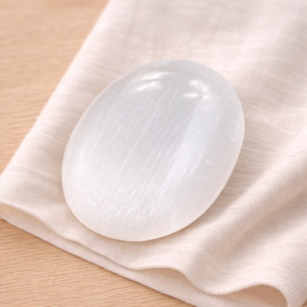 Selenite Palm Stone